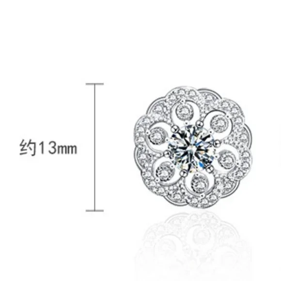 Certified 1ct. t.w. Moissanite Diamond Flower Stud Earrings NEW - Picture 6 of 10